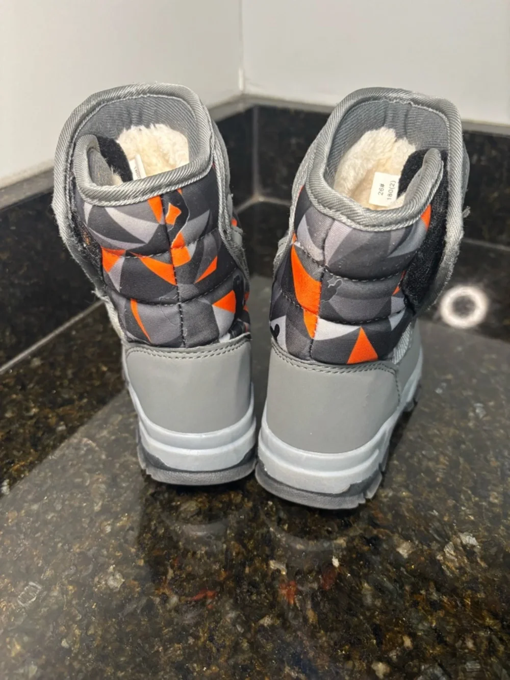 HOBIBEAR Toddler Gray & Orange Winter Boots